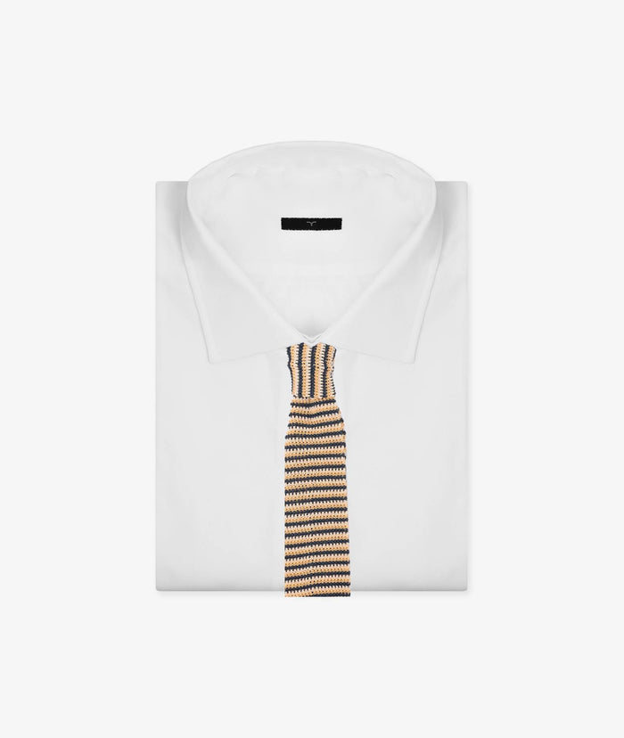 Silk Tricot Tie Yellow Knitted