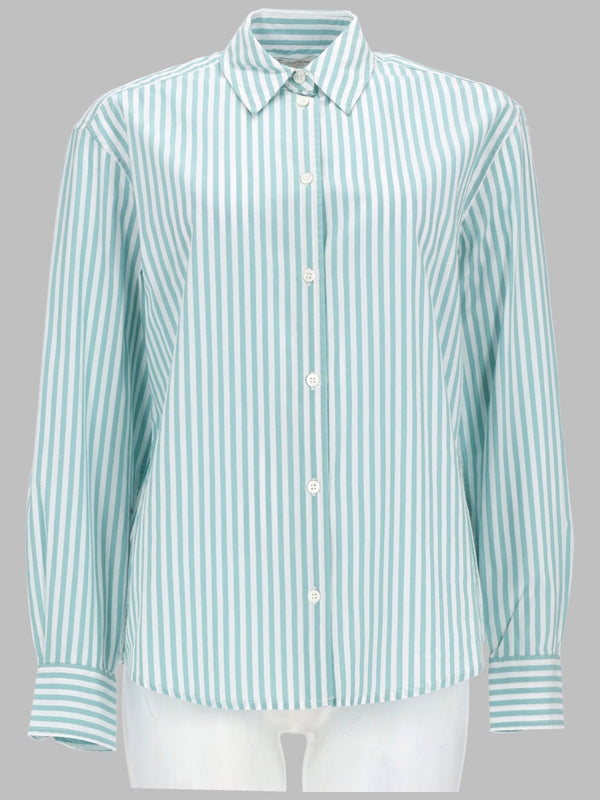 Shirt Striped Green Cotton