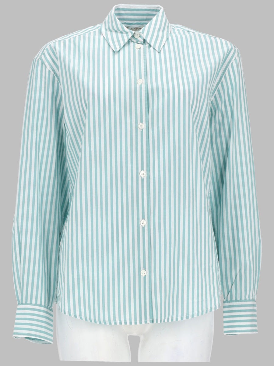 Shirt Striped Green Cotton
