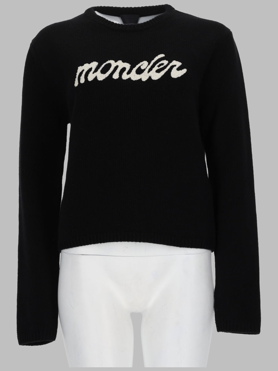 Sweater With Contrast Logo — Wool-Cashmere, Black Cashmere Virgin Wool Jumpers