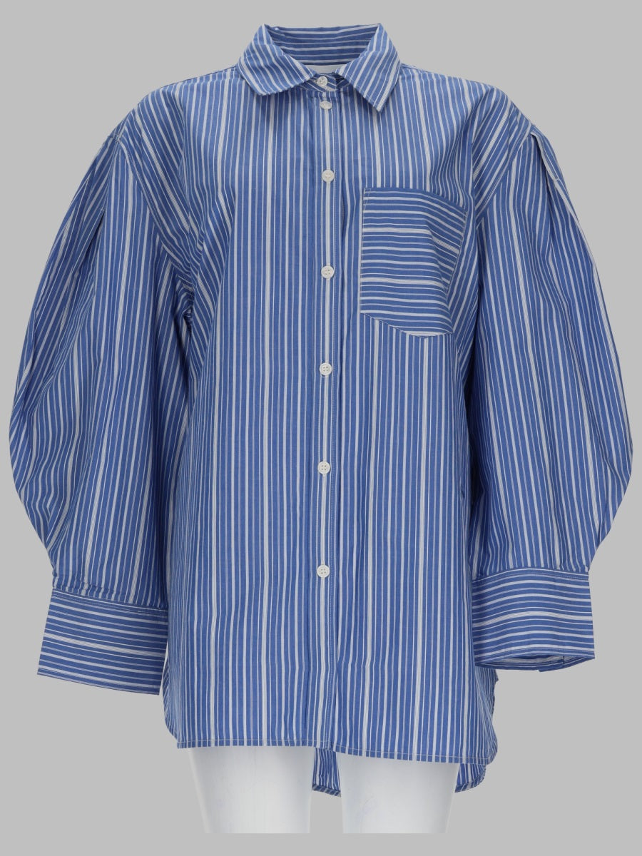 Shirt — Striped Cotton, Blue Organic Cotton
