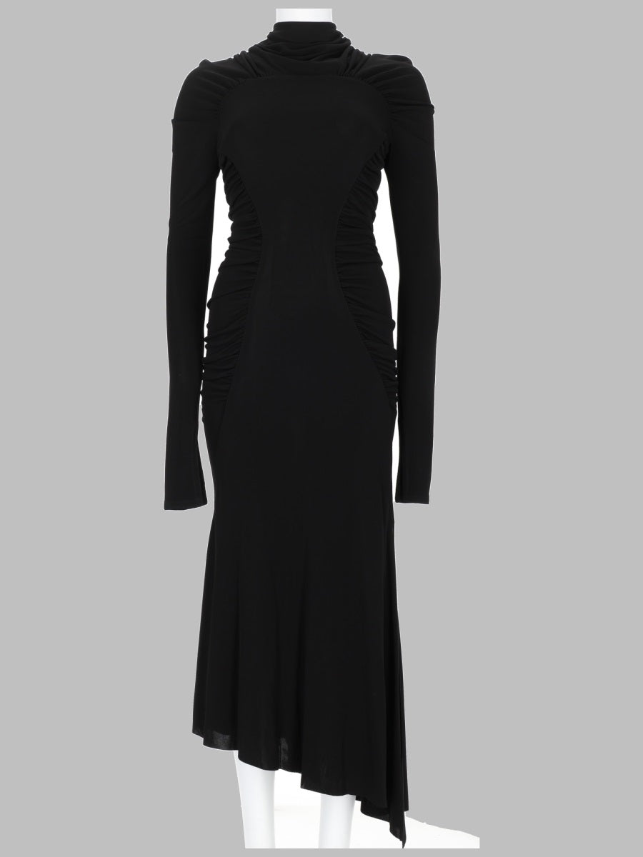 Midi Dress High Neck Black Viscose