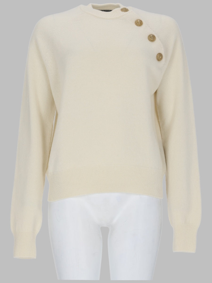 Knit Jumper With Jewel Buttons Ivory Cashmere Jumpers
