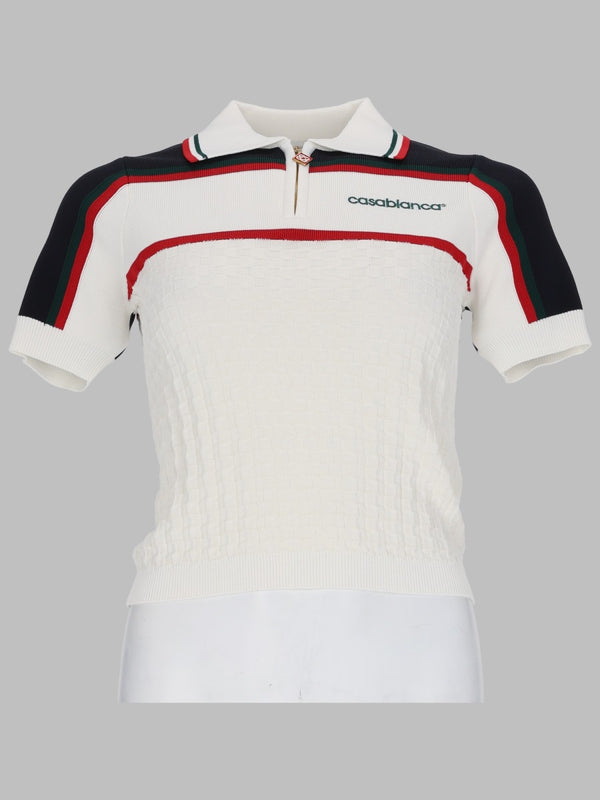 Tennis Polo Shirt White Viscose Nylon