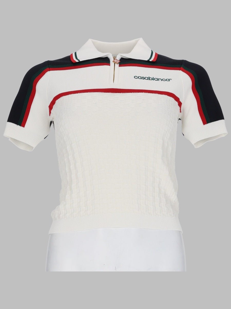 Tennis Polo Shirt White Viscose Nylon