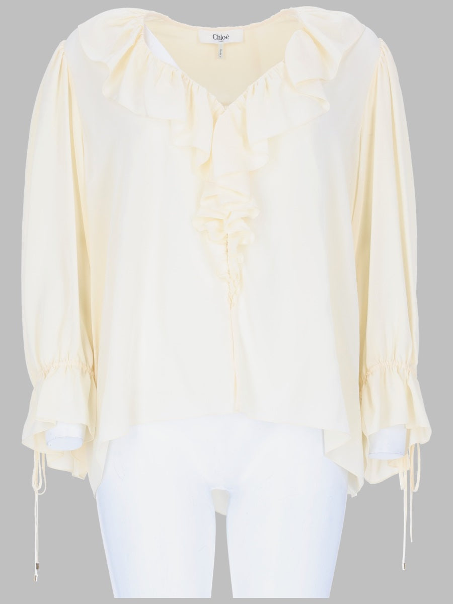 Top Crêpe De Chine Ivory Silk Tops