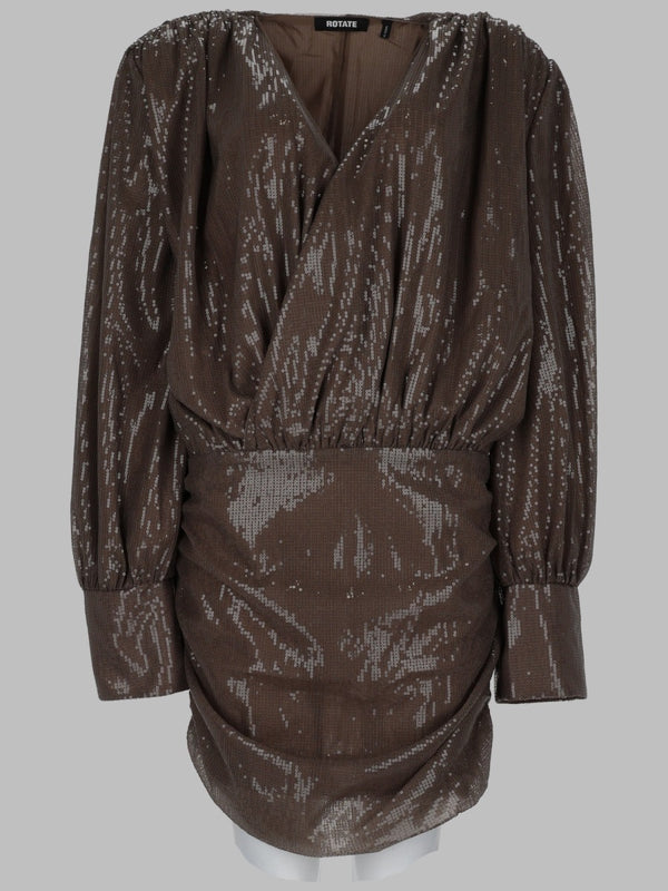 Sequined Mini Dress Brown Textile