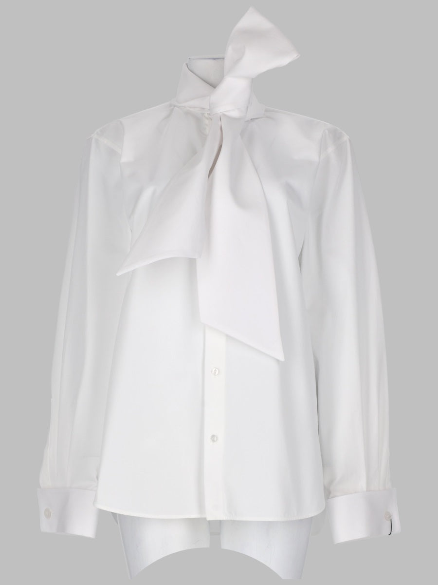 Shirt Lavallière Poplin White Cotton