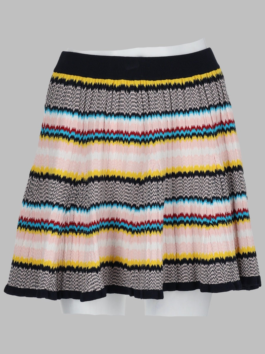 Mini Skirt Chevron Knit Multicolour Viscose