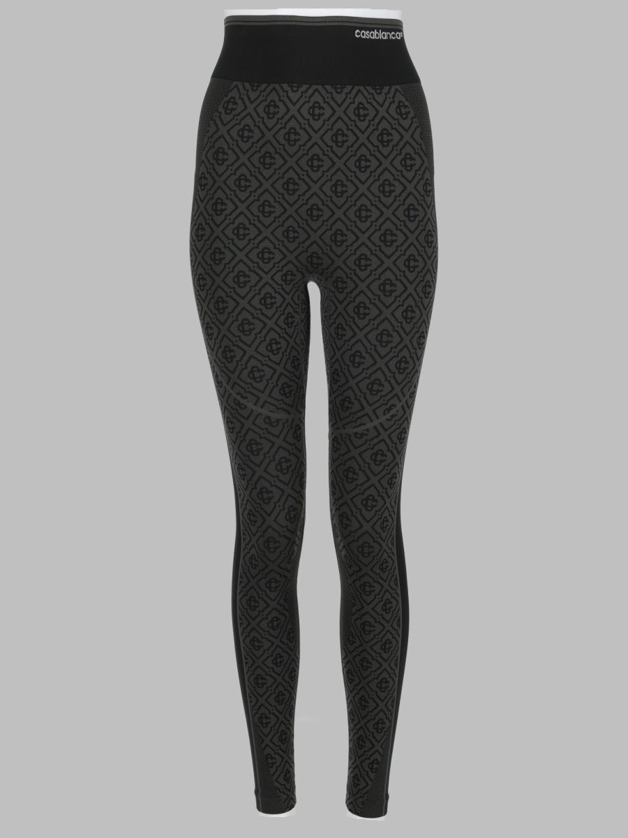Leggings Monogram Seamless Charcoal Nylon Trousers