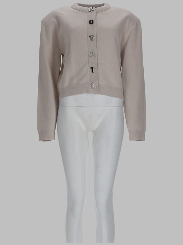 Cardigan With Logo Grey Cotton Jumpers