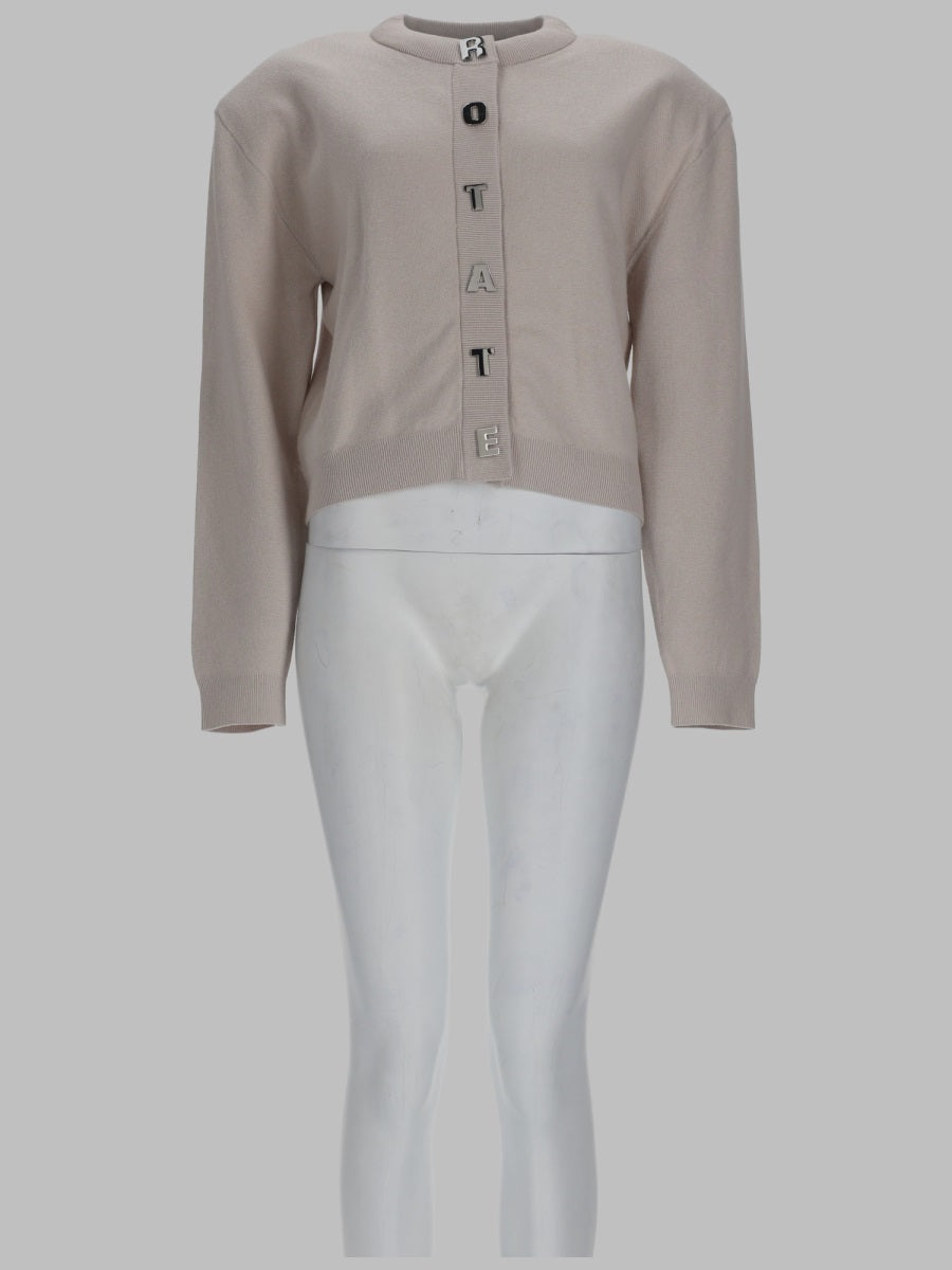 Cardigan With Logo Grey Cotton Jumpers