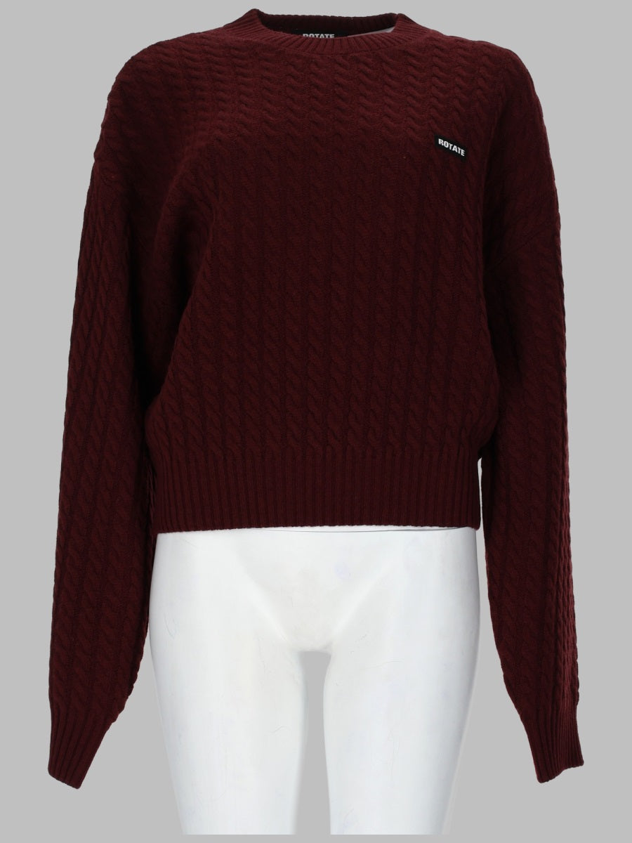 Cable Knit Sweater Burgundy Wool-Cashmere Jumpers