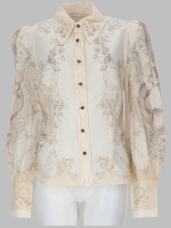 Printed Shirt Beige Ramie