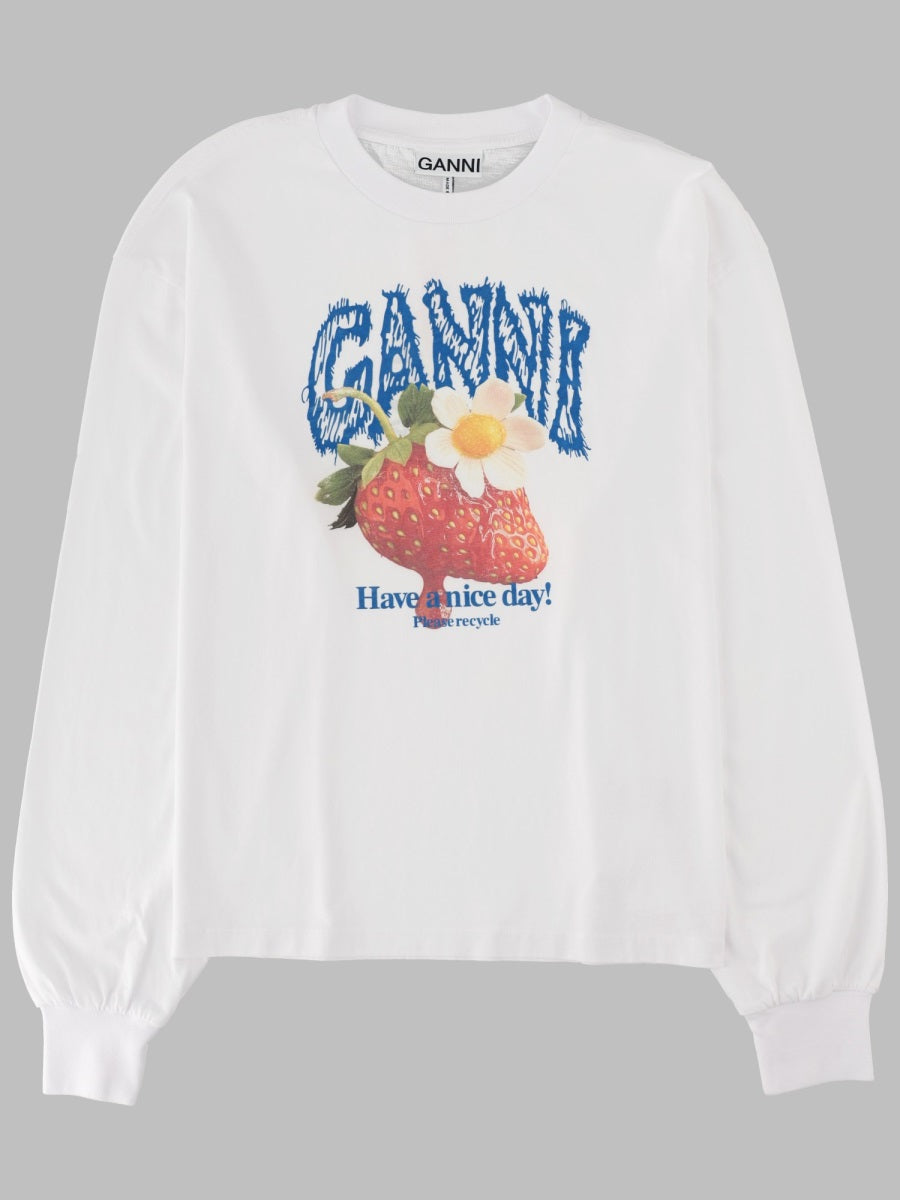 T-Shirt Strawberry Print White Organic Cotton T-shirts