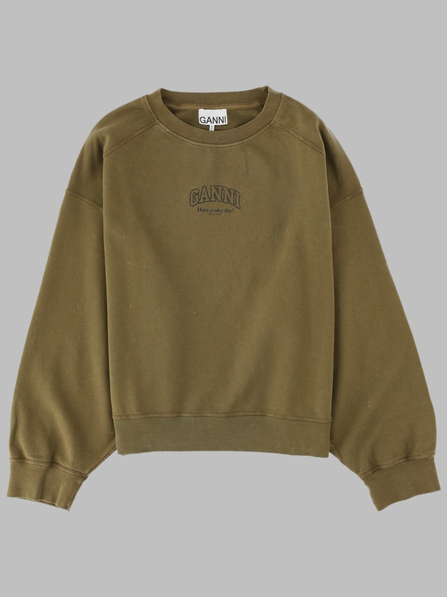 Sweatshirt With Logo Green Organic Cotton Sweatshirts
