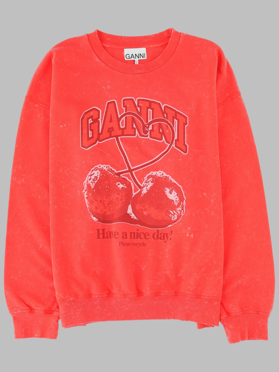 Sweatshirt Cherry Print Red Organic Cotton Sweatshirts