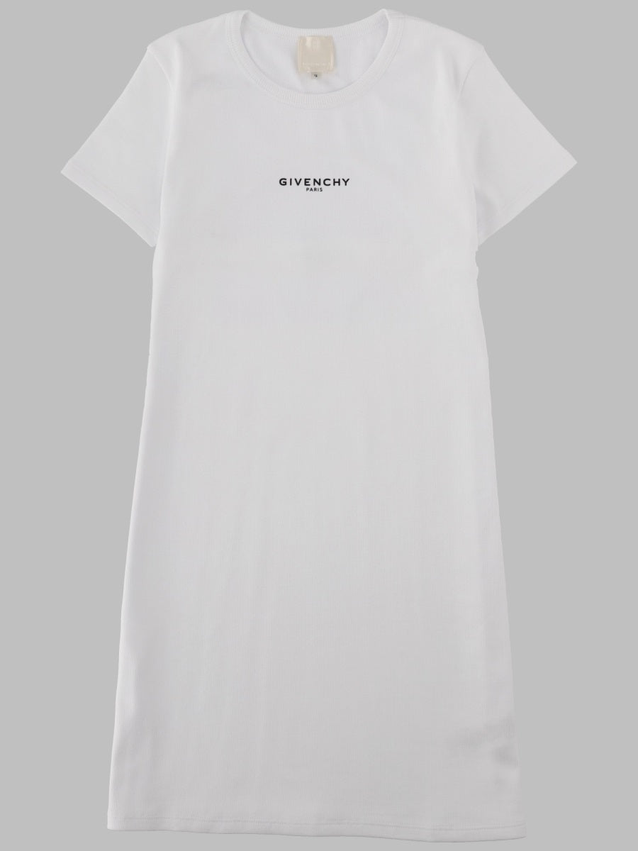 Ribbed Dress, White Cotton