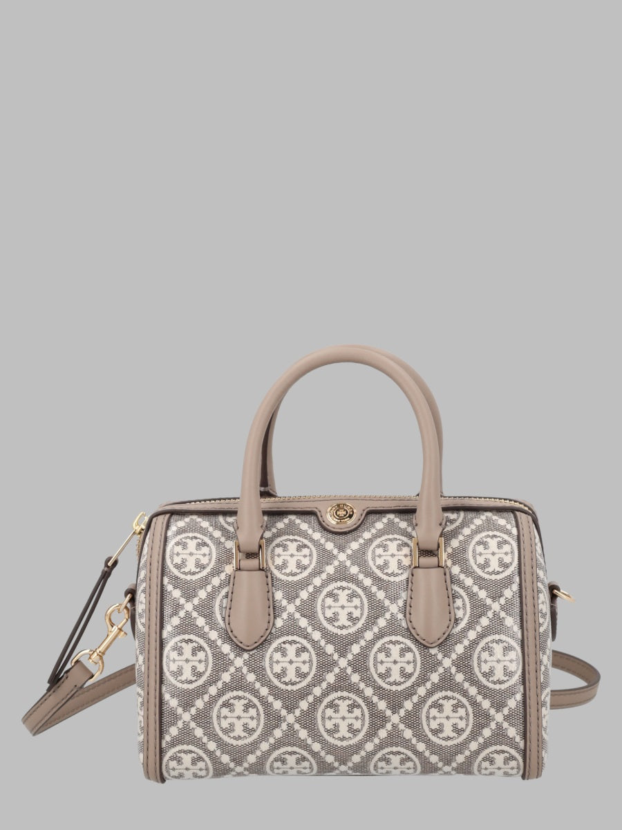 Shoulder Bag T Monogram Petite Dove Cotton; Coating: Polyurethane