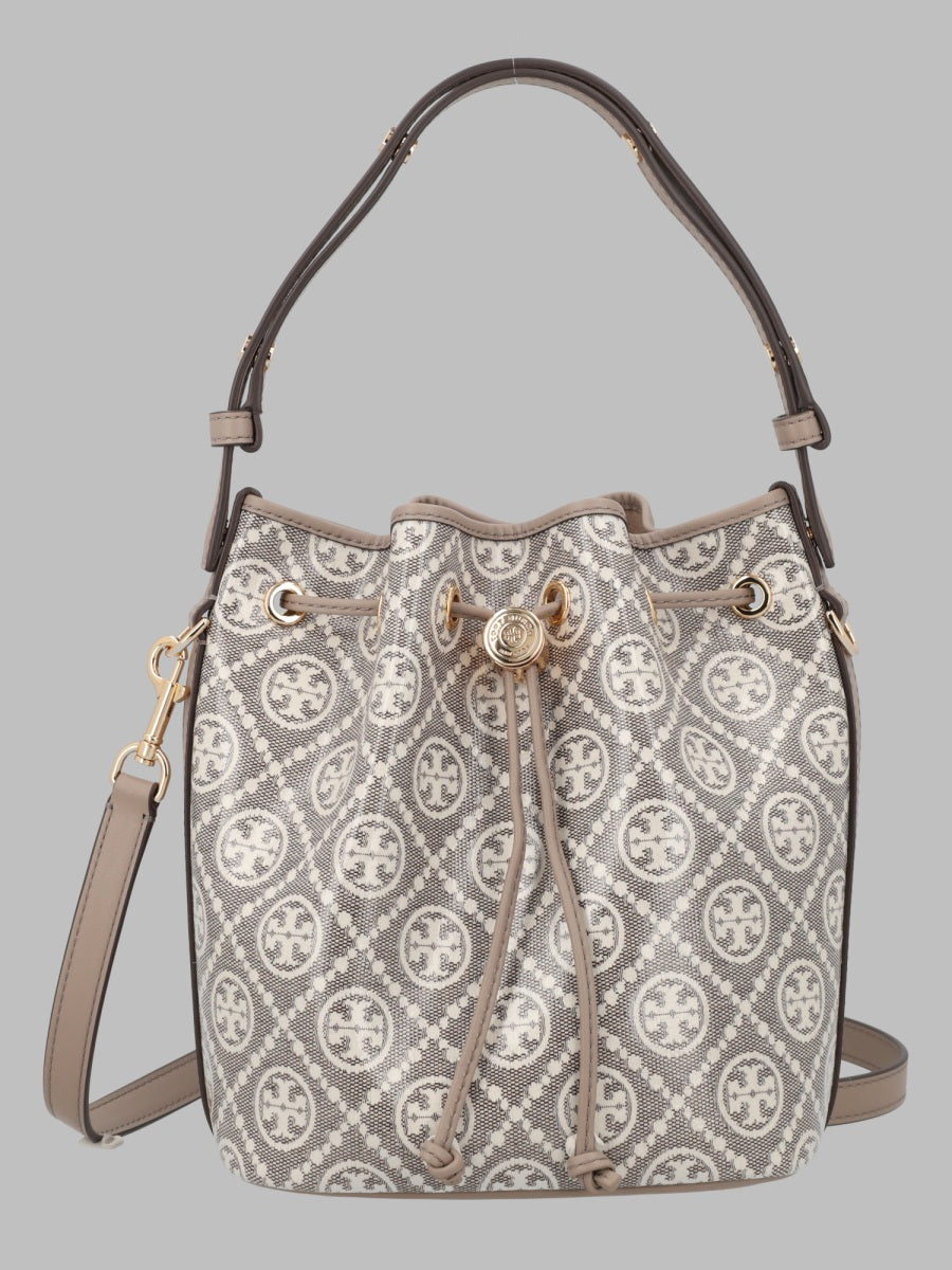 Bucket Bag T Monogram Dove Cotton / Coating Polyurethane Shoulder