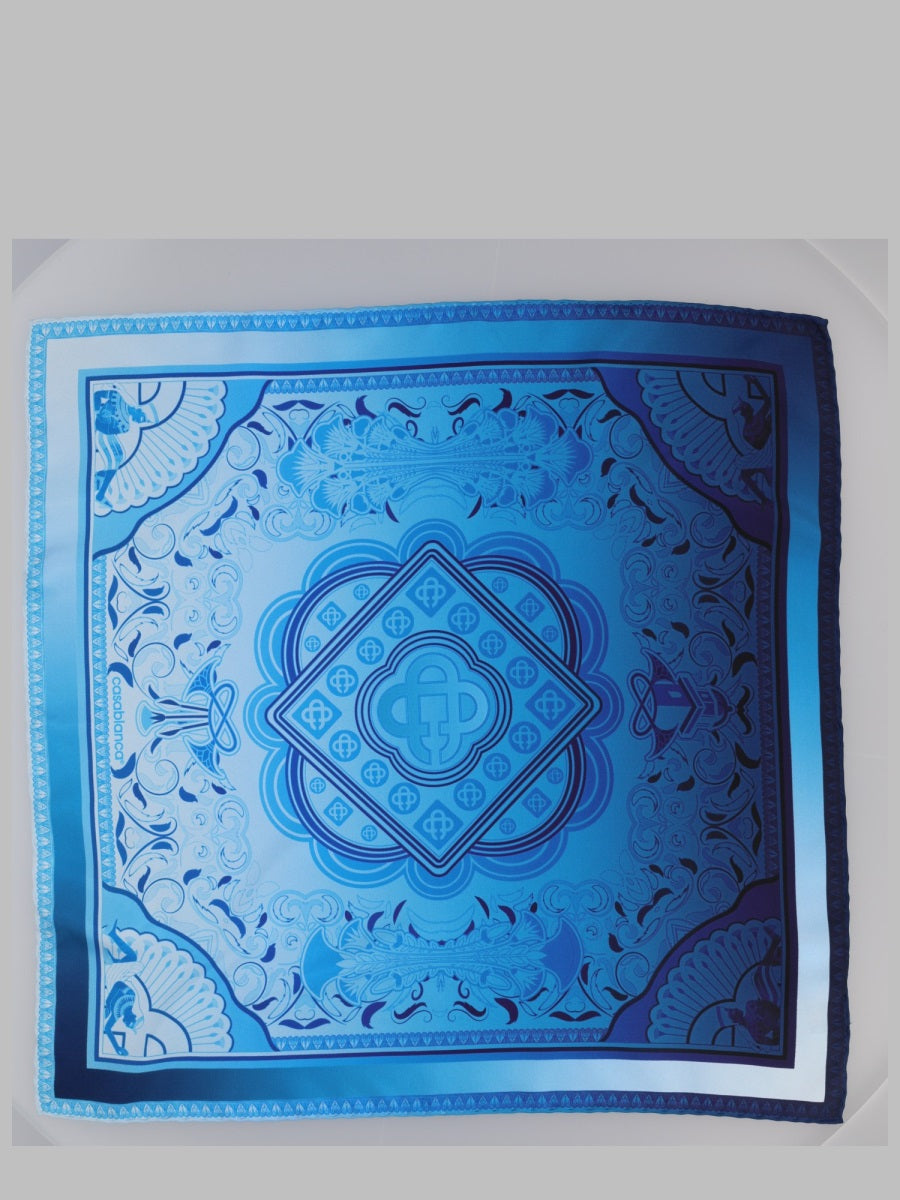 Silk Foulard Egyptian Rug Blue Scarf