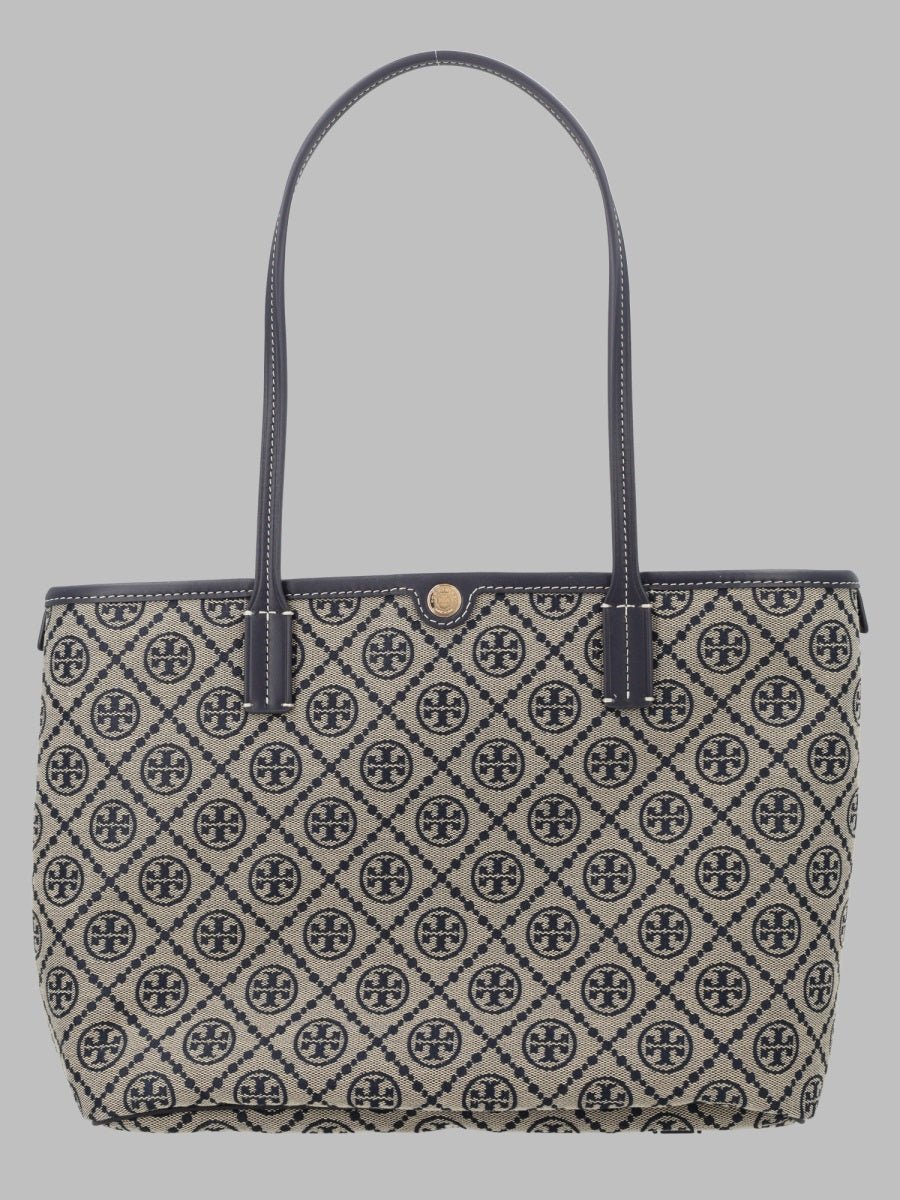 Shoulder Bag T Monogram Blue Cotton Polyester Jacquard