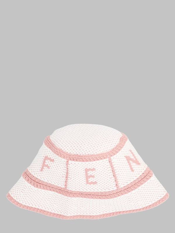 Bucket Hat Crochet Pink Cotton Polyamide