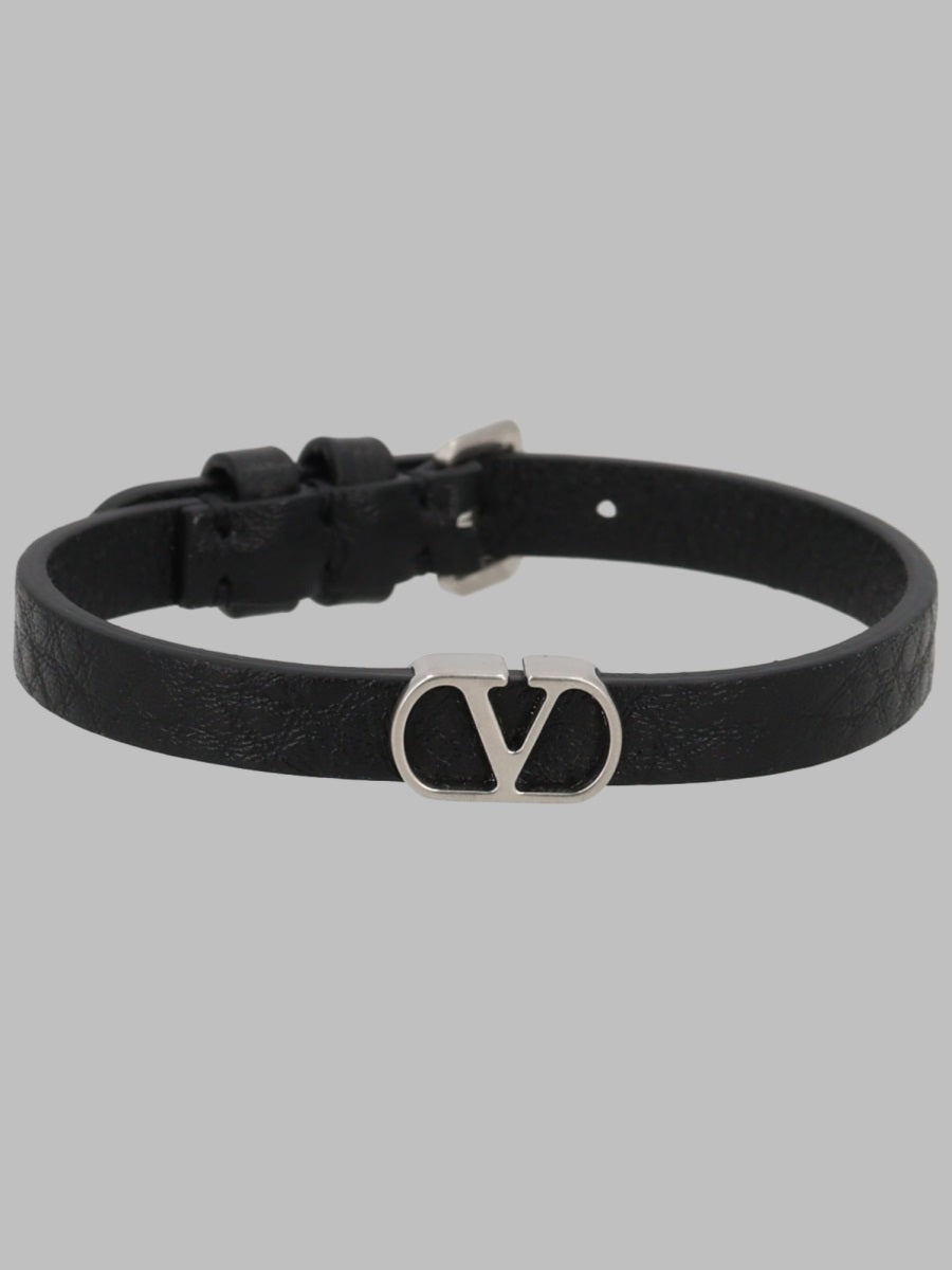 Leather Bracelet Vlogo Signature Black Calf Bracelets
