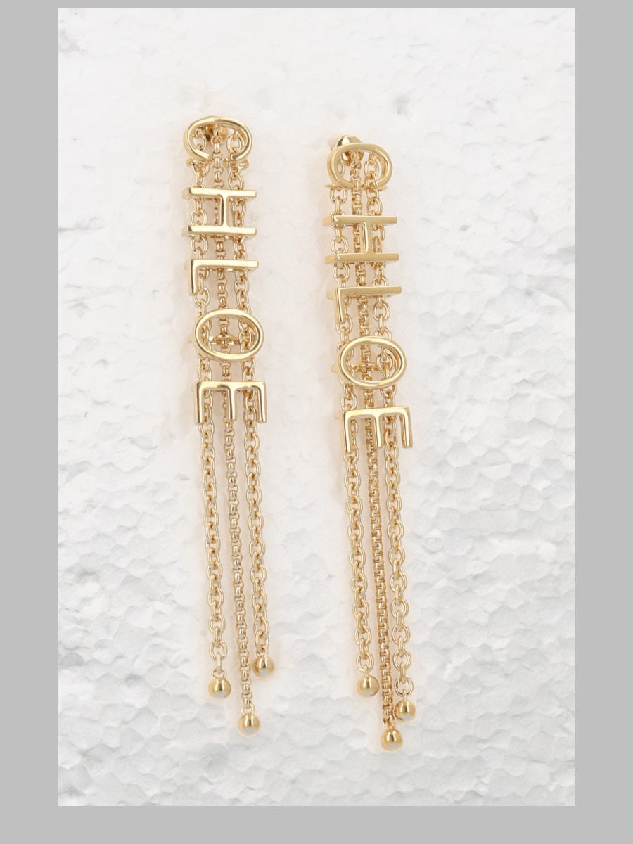 Drop Earrings Logo Gold Brass