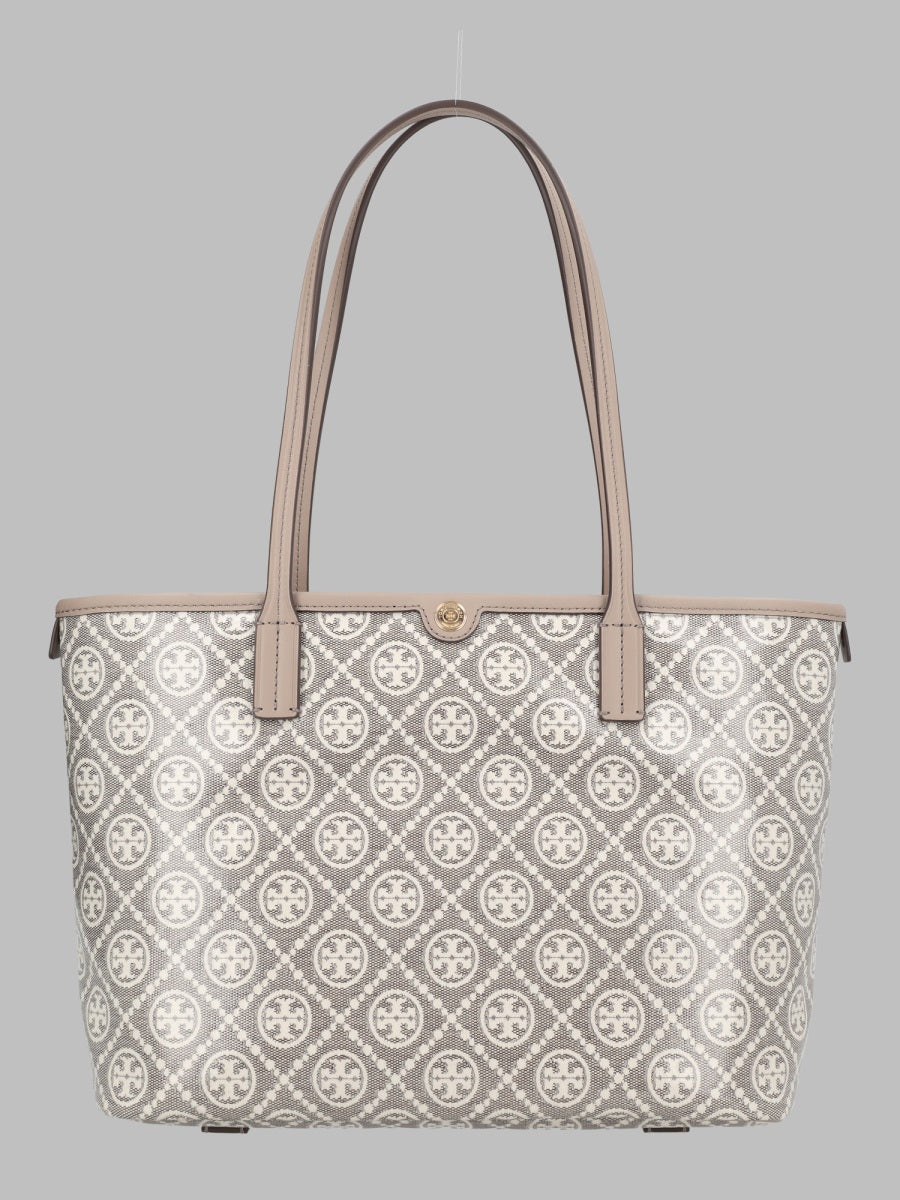 Shopping Bag T Monogram Dove Cotton / Coating Polyurethane Shoulder