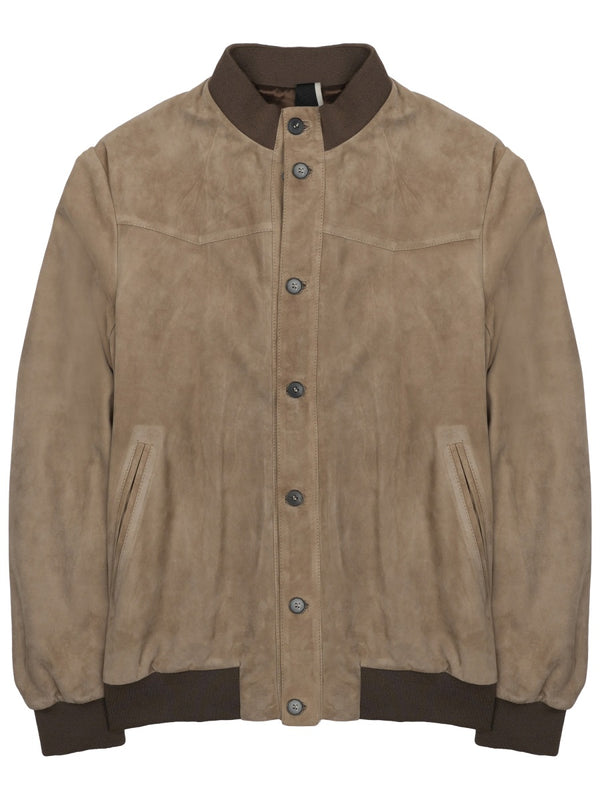 Bomber Jacket Suede Beige Leather