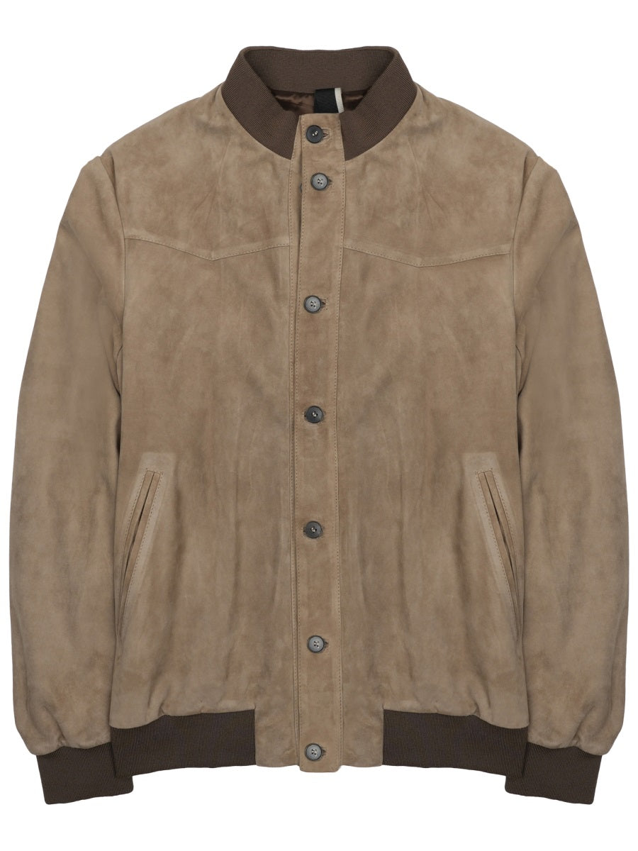 Bomber Jacket Suede Beige Leather