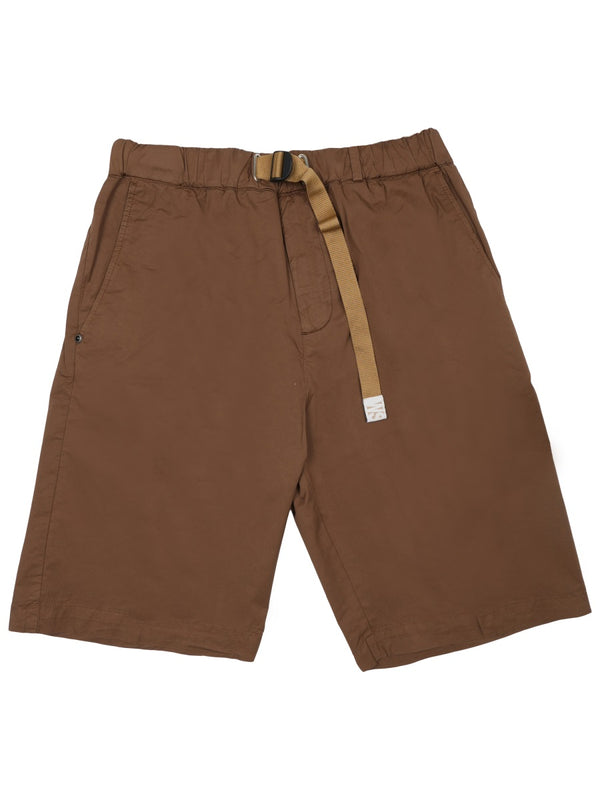 Belted Cotton Shorts Brown