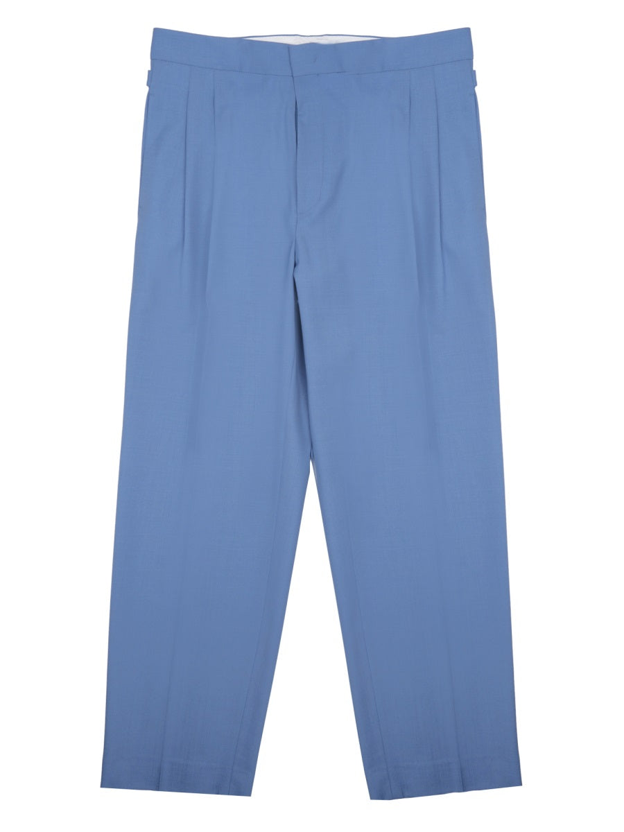 Wool-Blend Trousers Azure Wool Polyester Elastane
