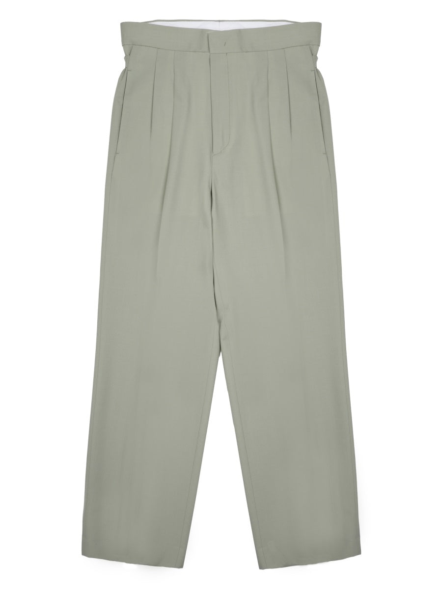 Trousers Wool-Blend Green Wool Polyester Elastane