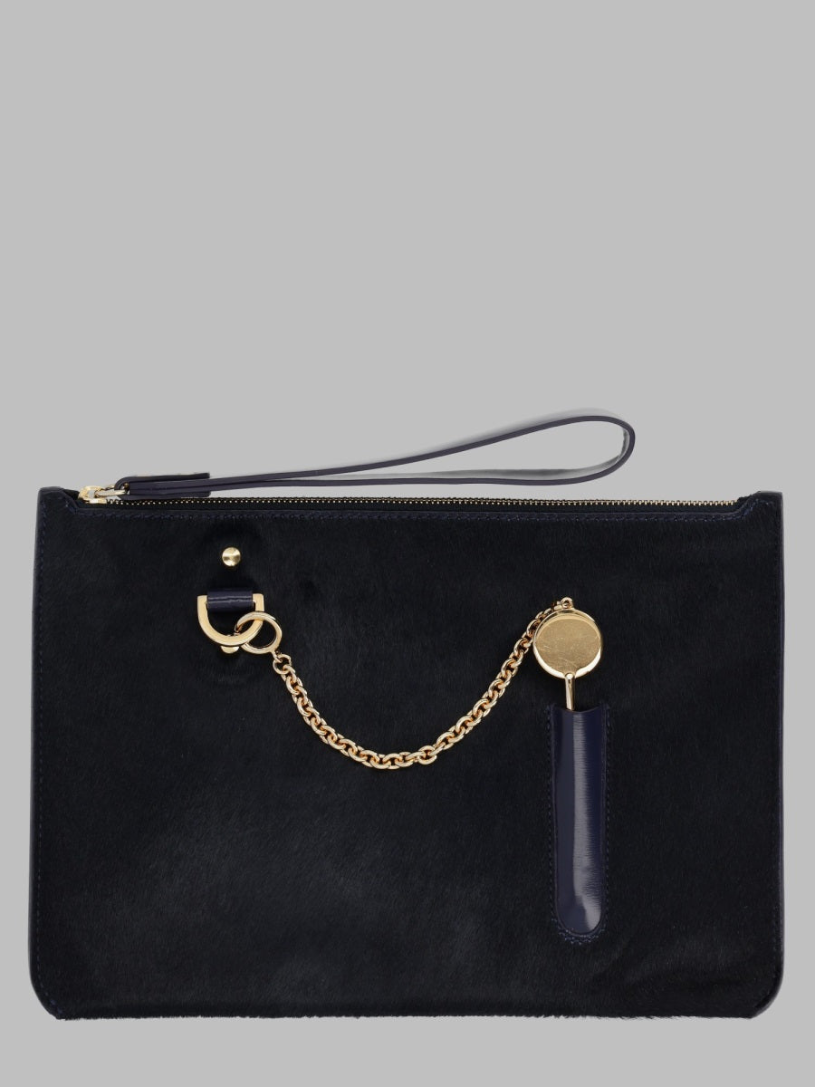 Leather Pouch Blue Clutch Bags