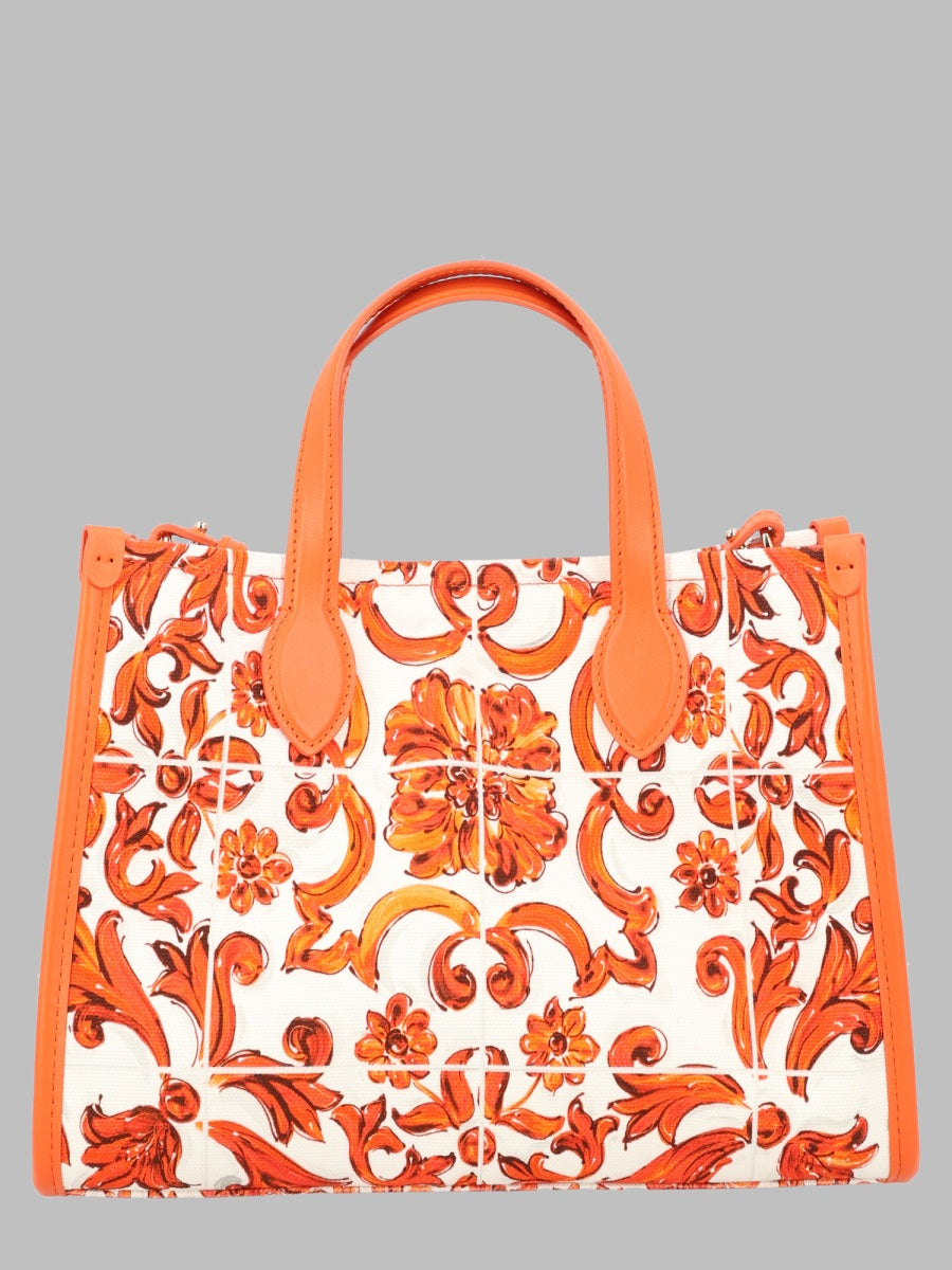 Shoulder Bag Orange Canvas Cotton + Calf