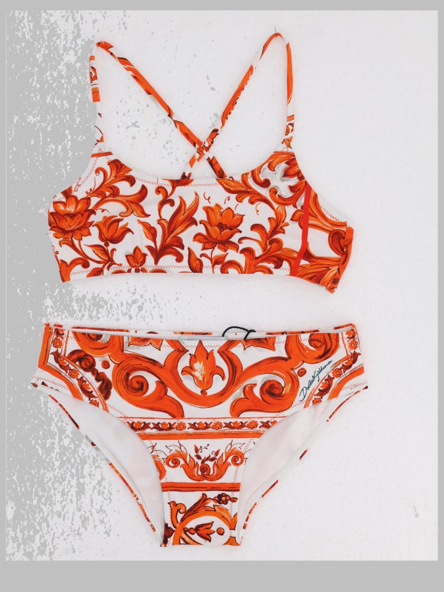 Top And Slip Set Orange Elastane + Polyamide Sets