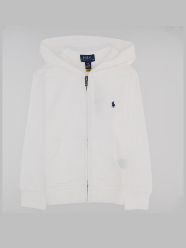 Zip Hoodie White Cotton Sweatshirts