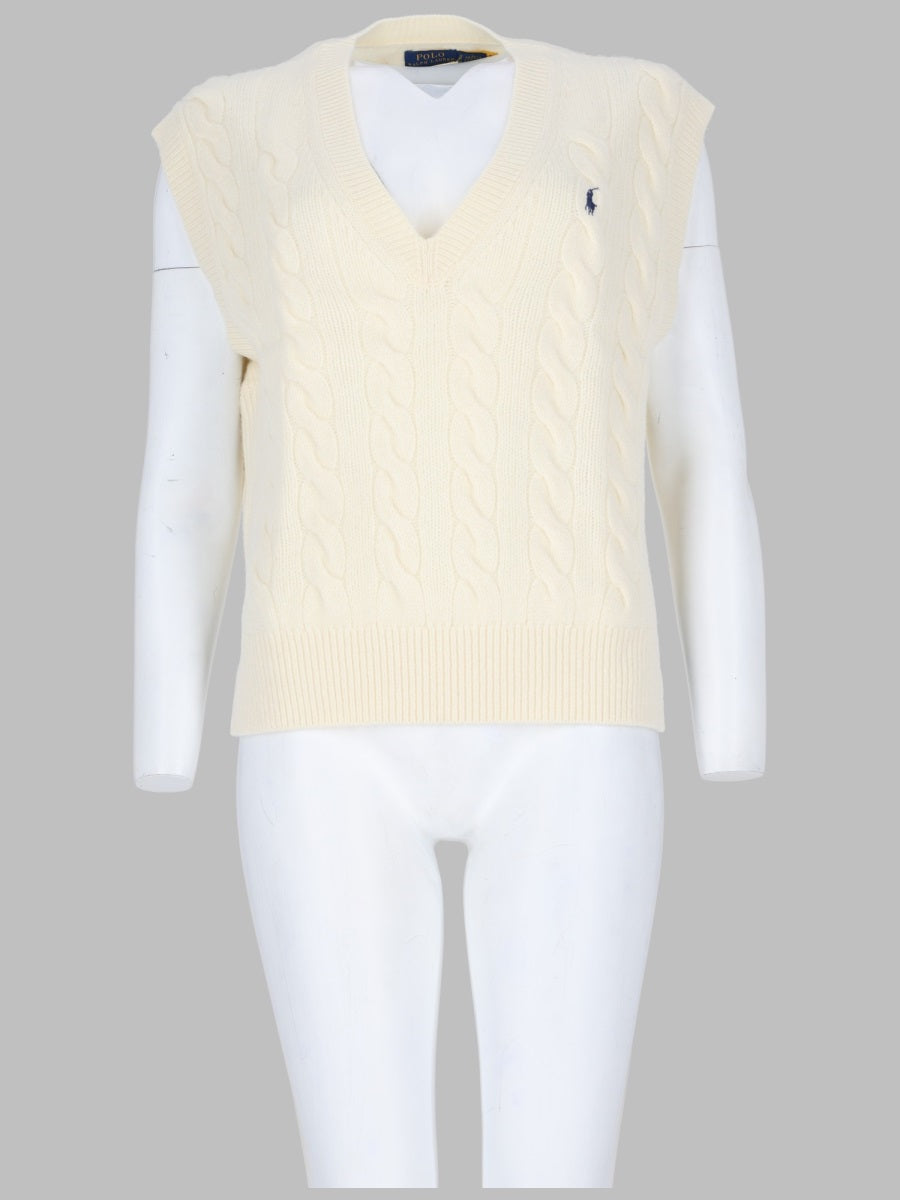 Wool-Cashmere Gilet Ivory Wool Cashmere Waistcoats & Gilets