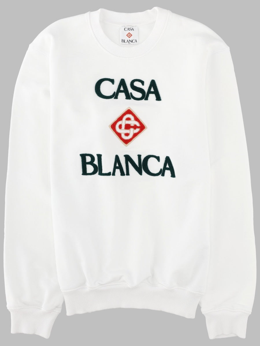 Sweatshirt Embroidered Logo White Cotton Sweatshirts