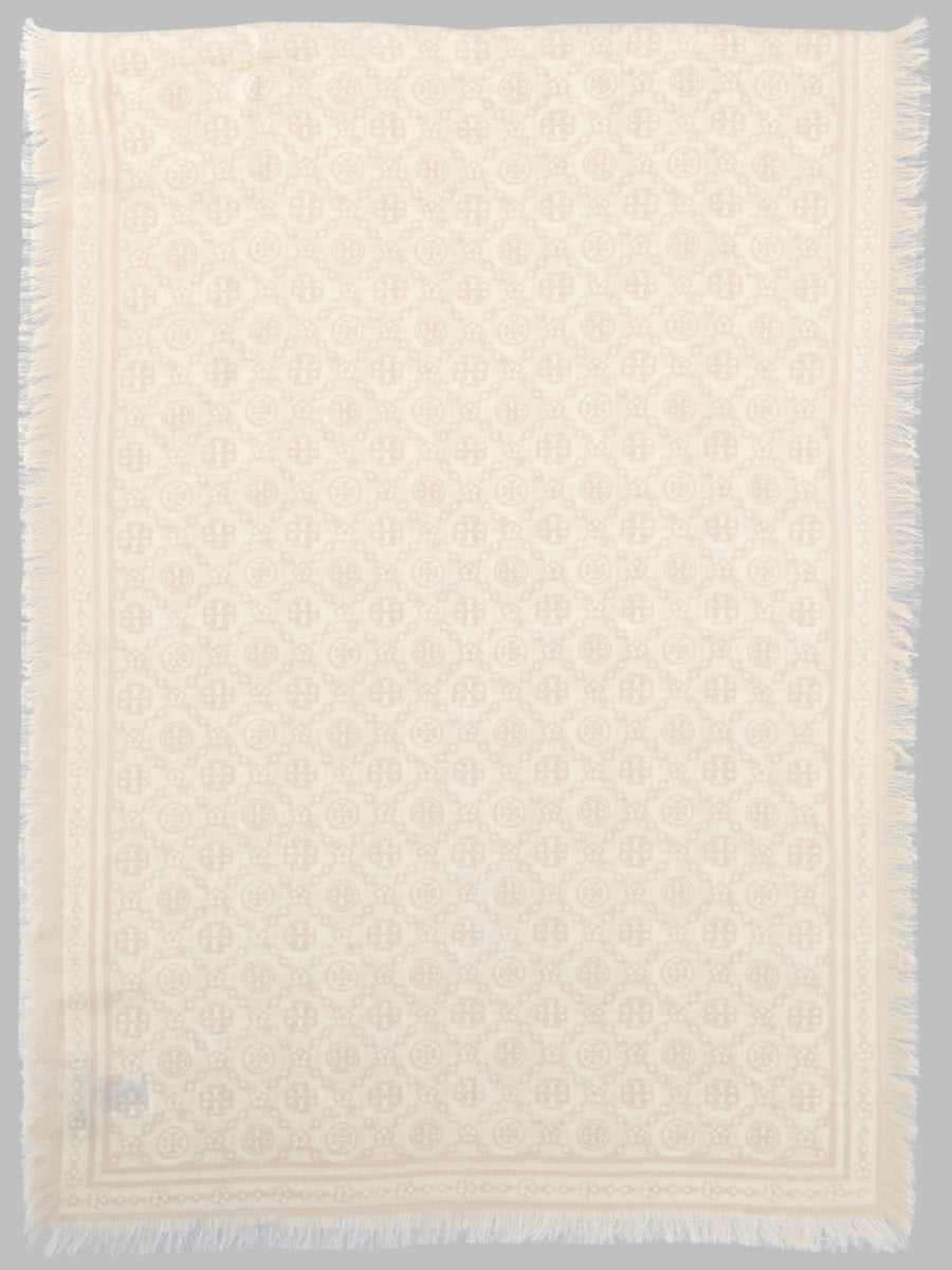 Scarf T Monogram Beige Wool