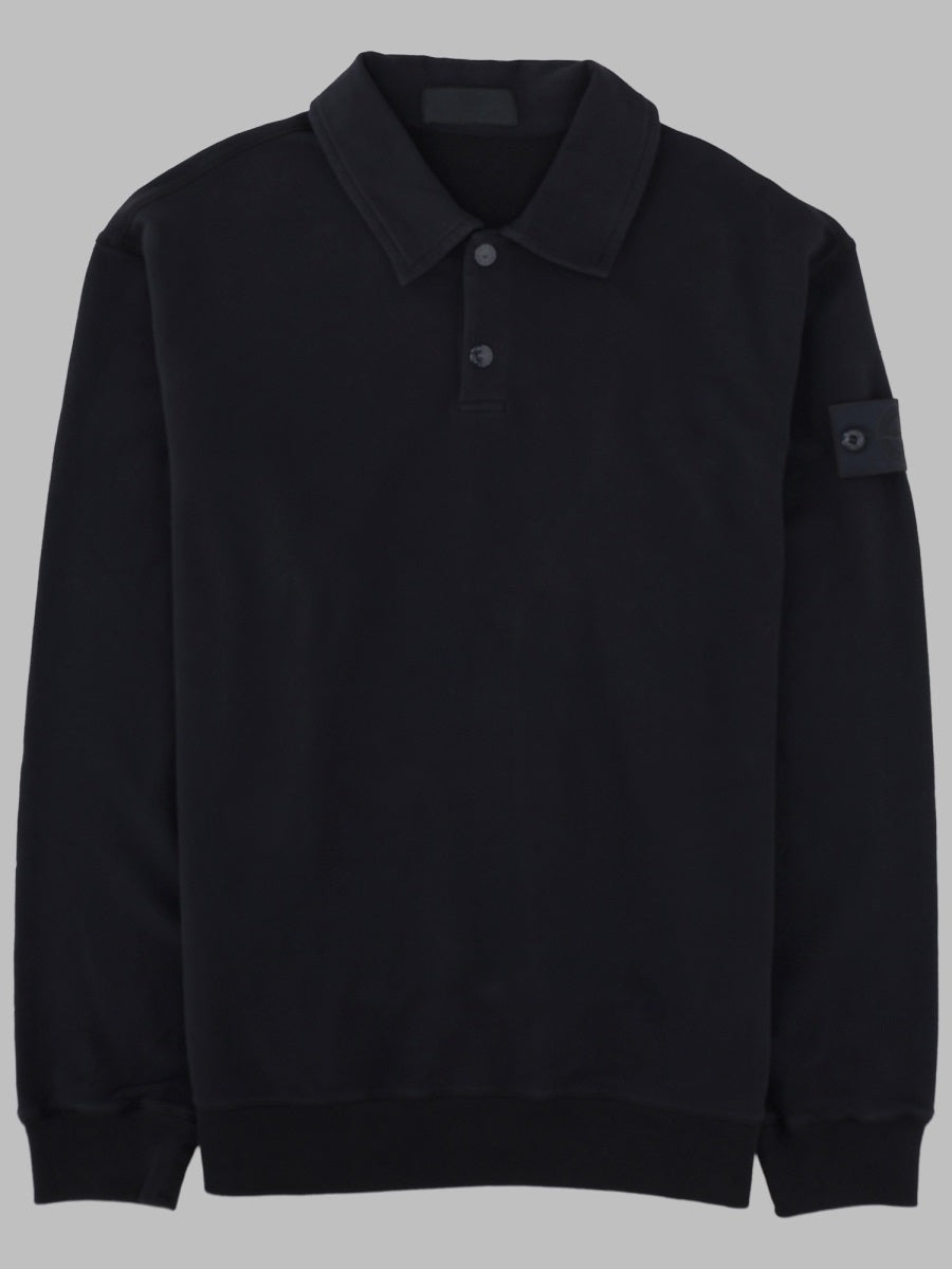 Polo Shirt Patch Logo Blue Cotton Elastane