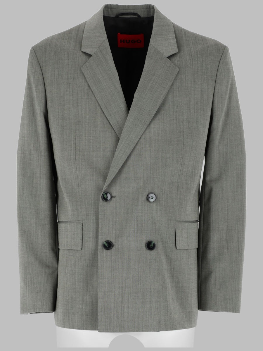 Double-Breasted Jacket Karlo Green Virgin Wool Polyester