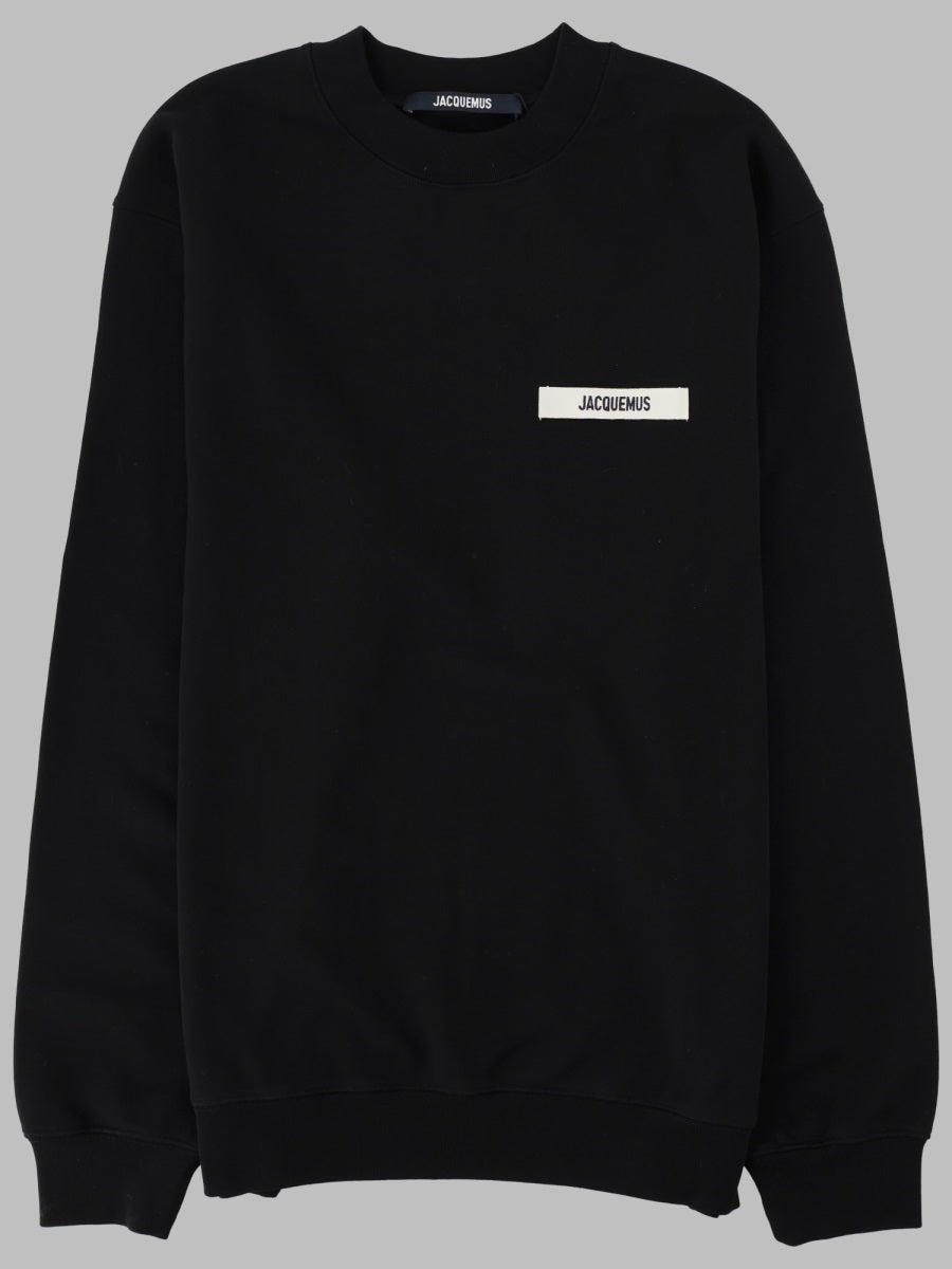 Sweatshirt With Grosgrain Logo Black Sweatshirts
