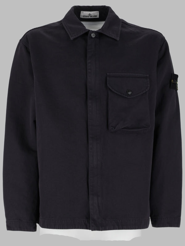 Cotton-Twill Overshirt Blue Shirt