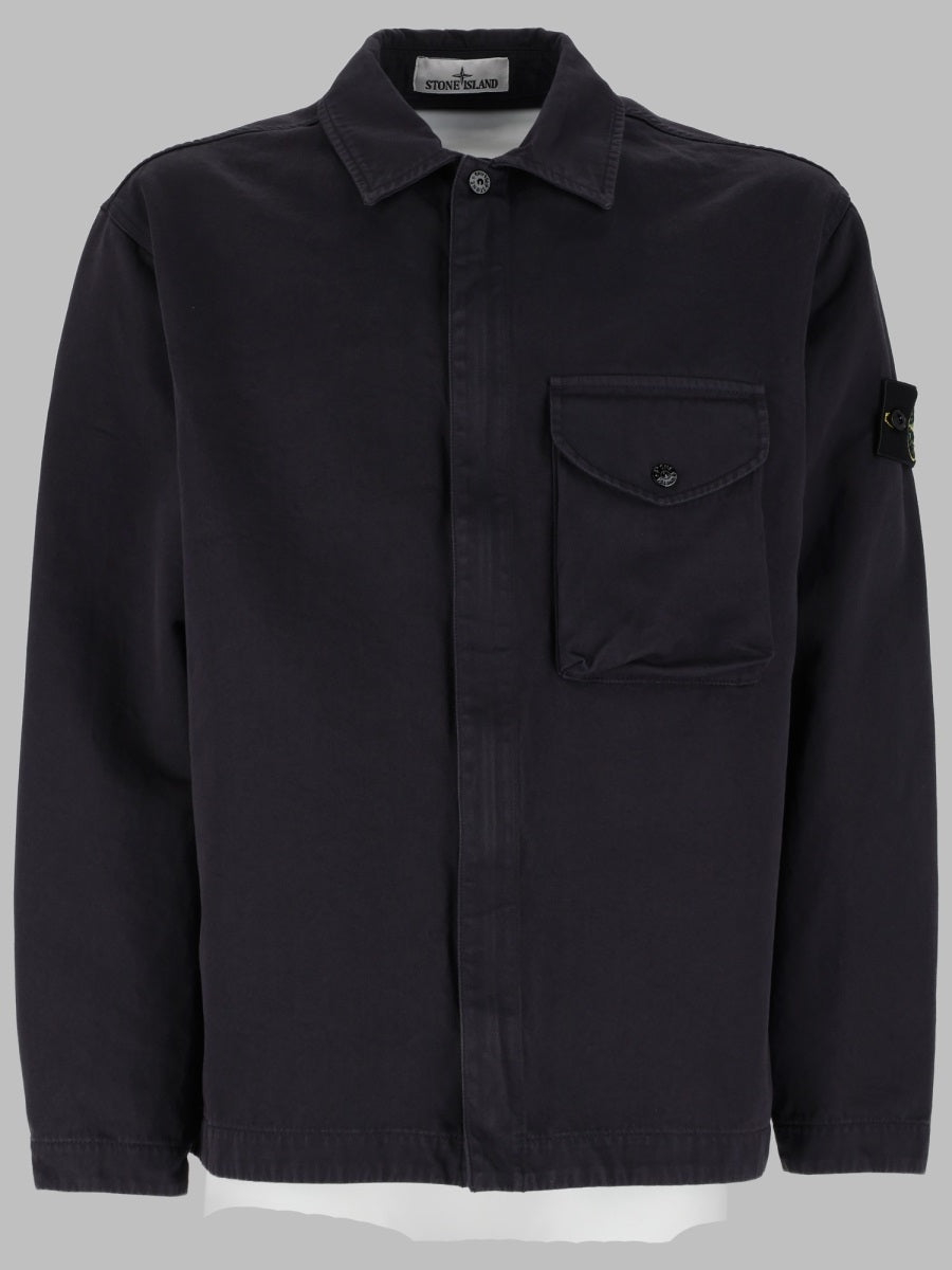 Cotton-Twill Overshirt Blue Shirt