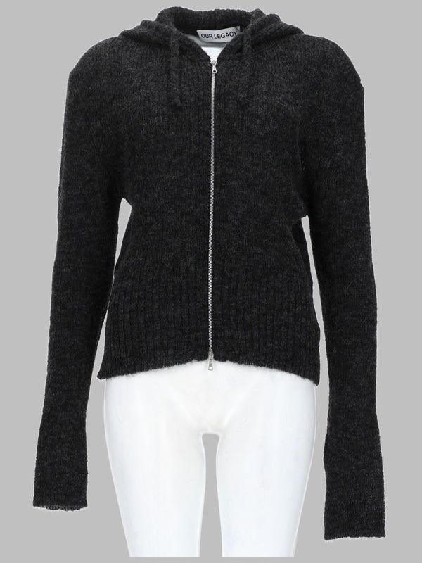 Zip Knit Jumper Compact Charcoal Alpaca Rws Wool Jumpers