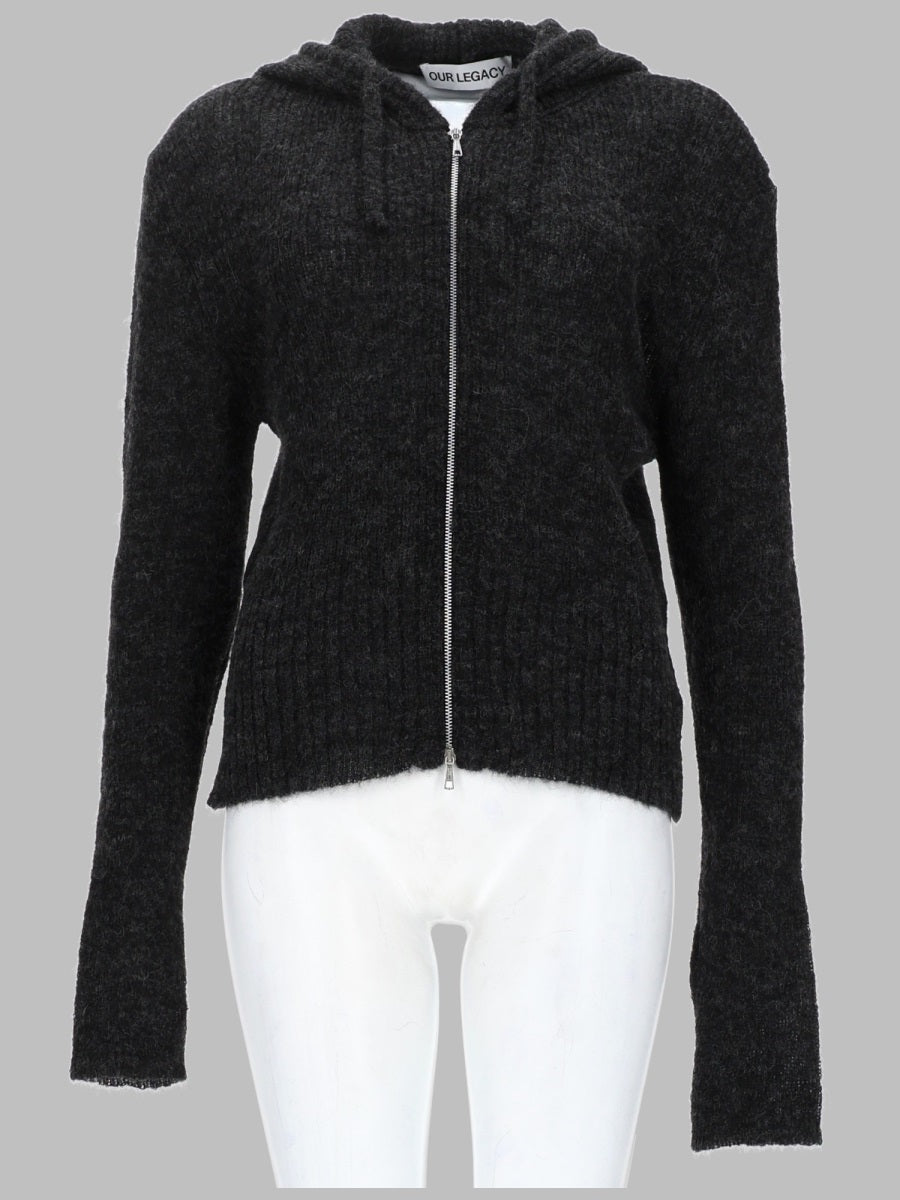 Zip Knit Jumper Compact Charcoal Alpaca Rws Wool Jumpers