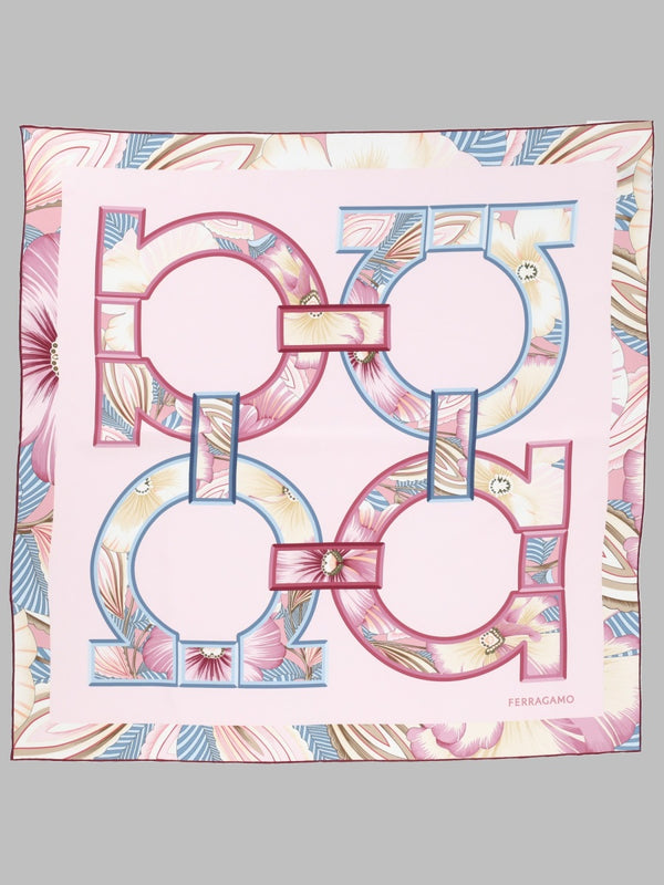 Silk Foulard Gancini Pink Scarf